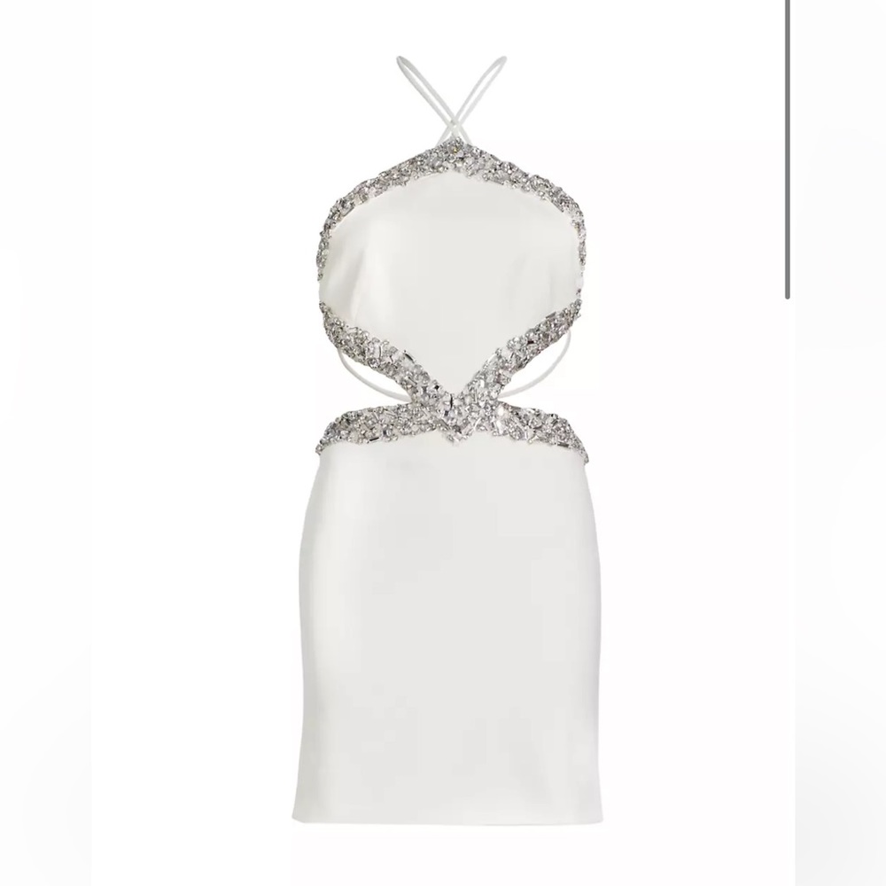 PatBO Hand-Beaded Halterneck Minidress